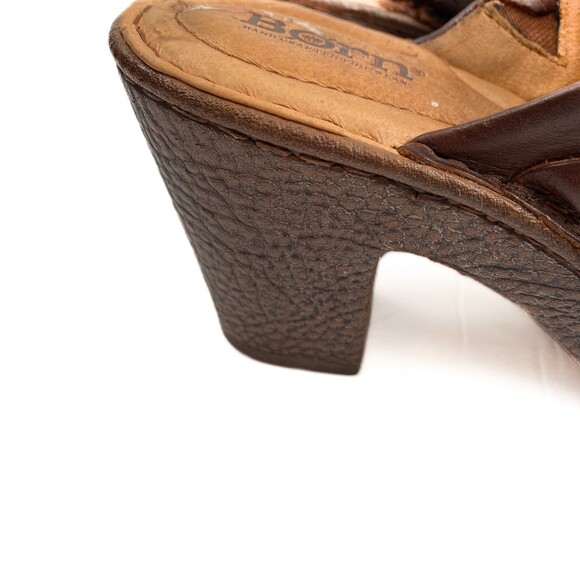 Børn Dark Brown Heeled Slip On Braided Acents Clog Mule Size 8 - Picture 4 of 13